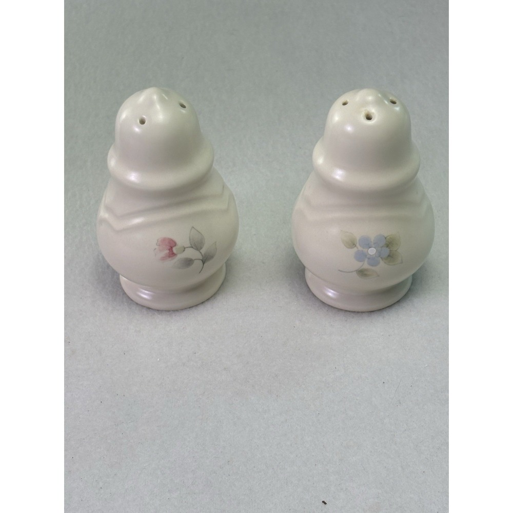 Set Of 2 Pfaltzgraff‎ Salt/Pepper Shaker White Floral Pastel Color Design 3.5"